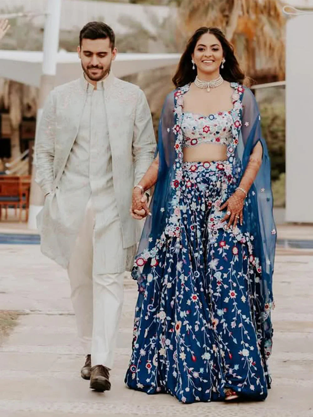 Royal Blue Florescence Lehenga