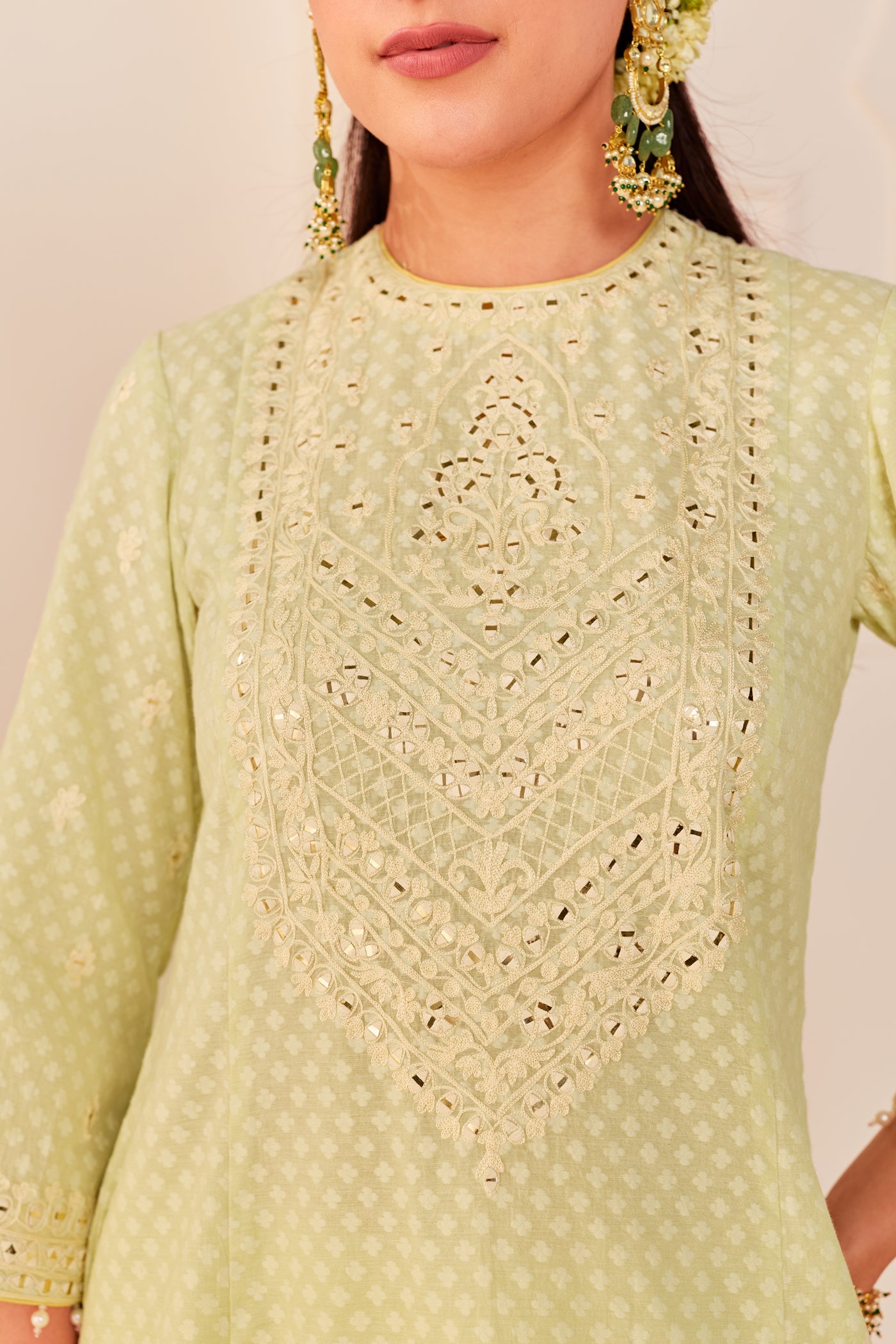 Nida - Mint Green Short Choga With Farshi Salwar