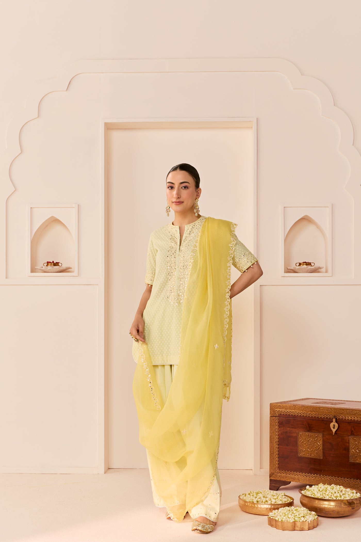 Anaisha - Mint Green Short Kurta With Farshi Salwar