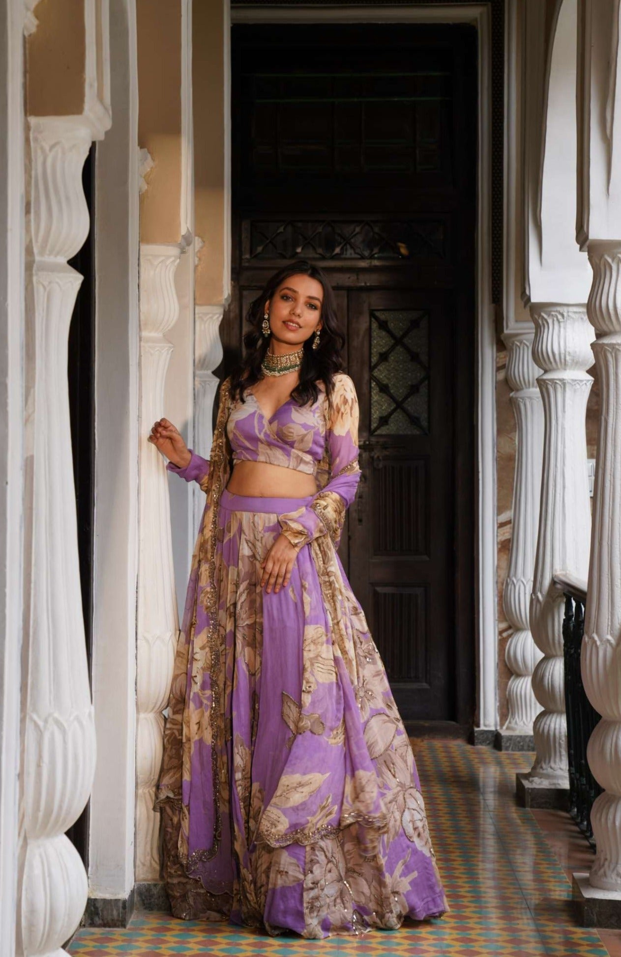 Lavender Floral Lehenga Set