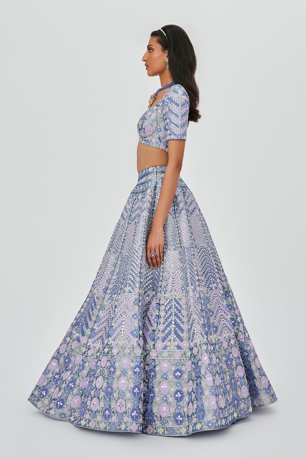 Ziba - Periwinkle Tissue Lehenga Set