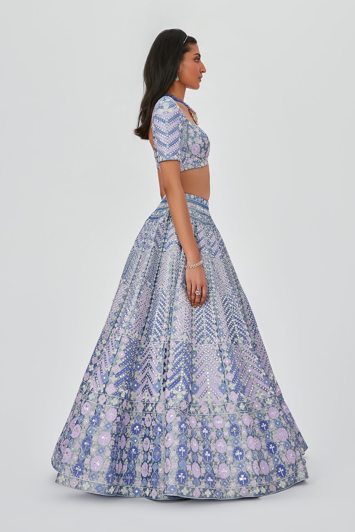 Ziba - Periwinkle Tissue Lehenga Set