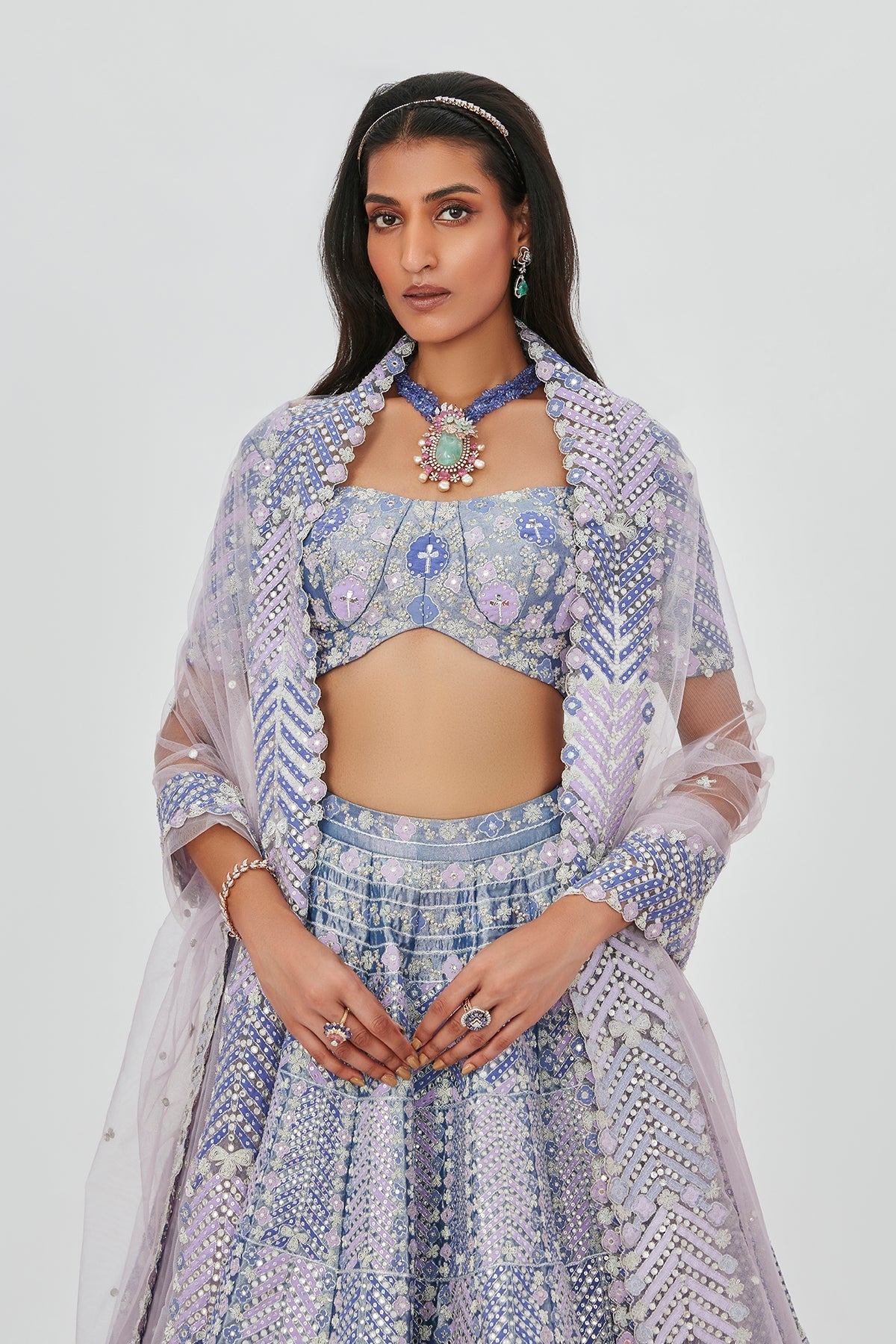 Ziba - Periwinkle Tissue Lehenga Set