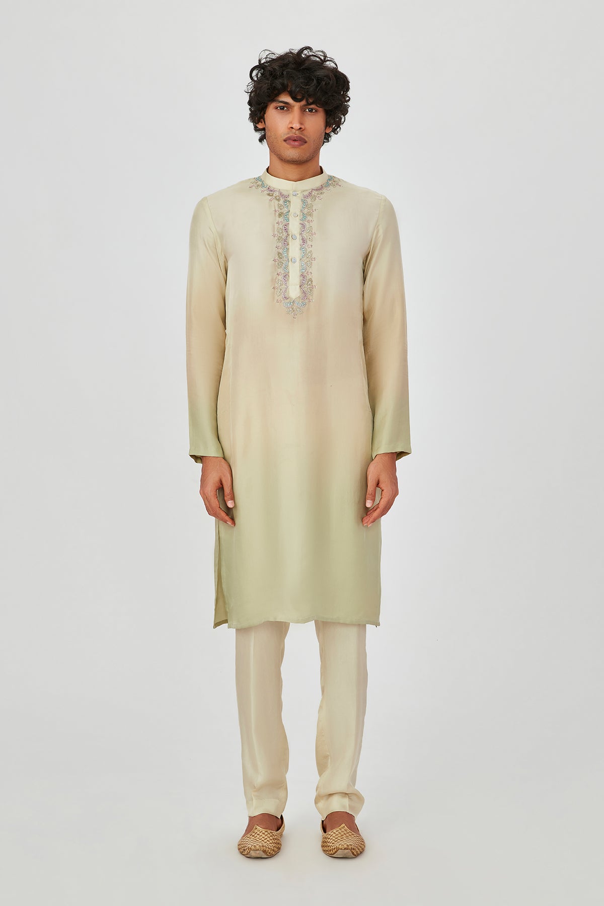 Mehrad - Beige Asparagus Dupion Silk Kurta Set