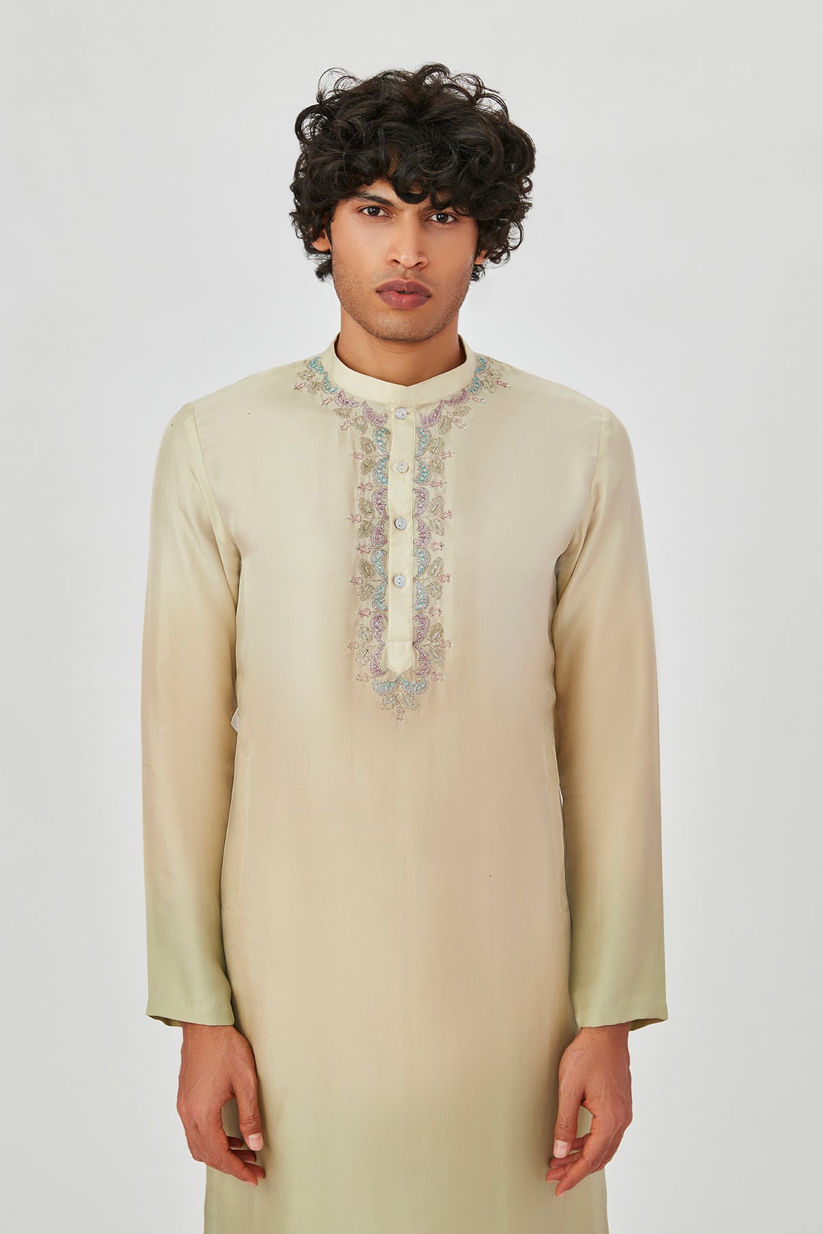 Mehrad - Beige Asparagus Dupion Silk Kurta Set