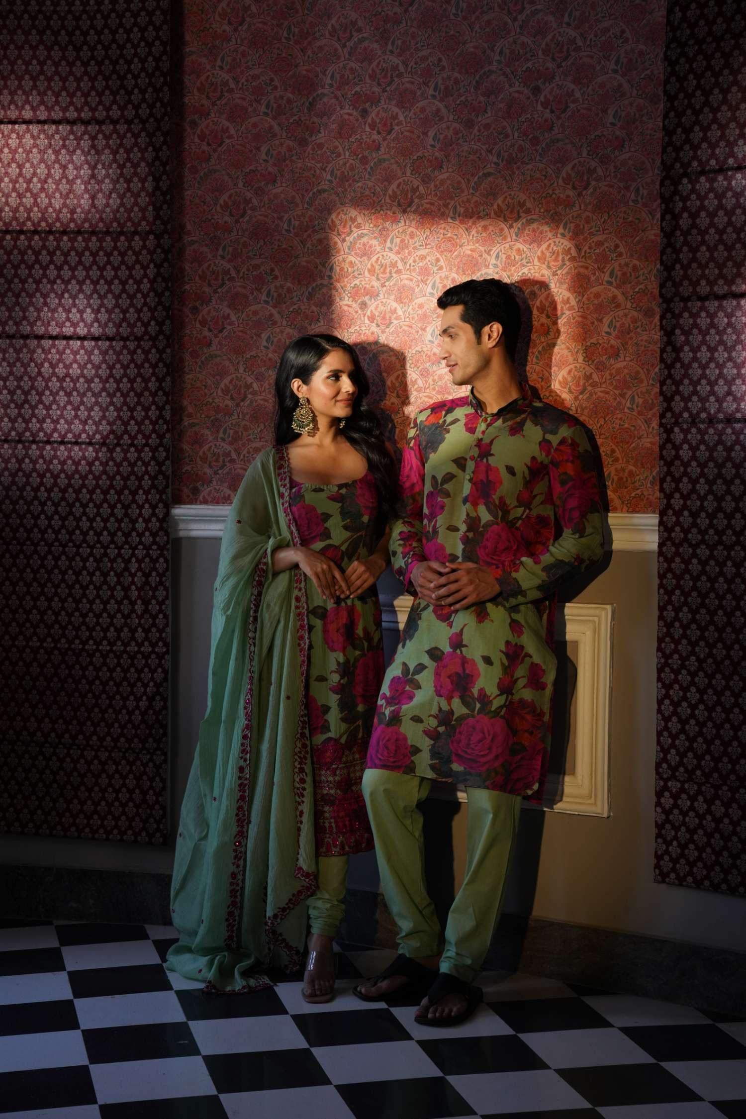 Mehendi Green Floral Kurti Set