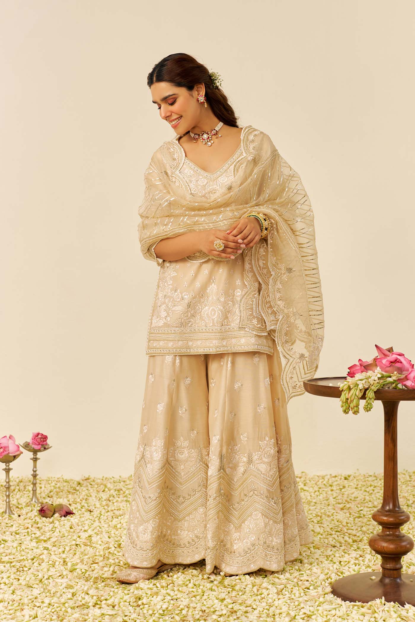 Sameeha - Short Kurta With Sharara