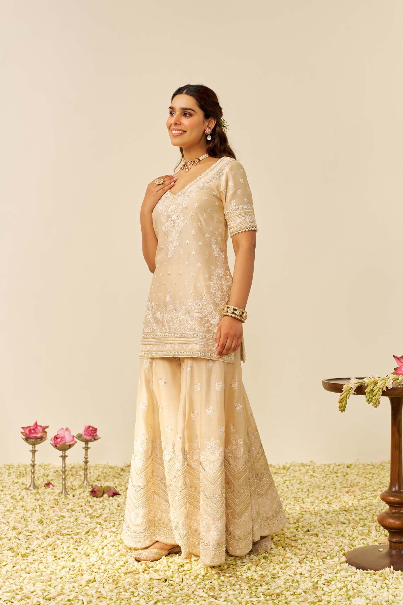 Sameeha - Short Kurta With Sharara