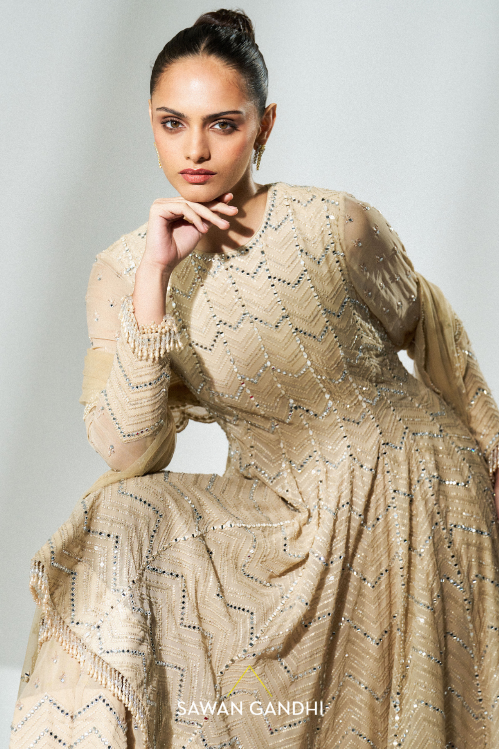 Beige chevron sharara