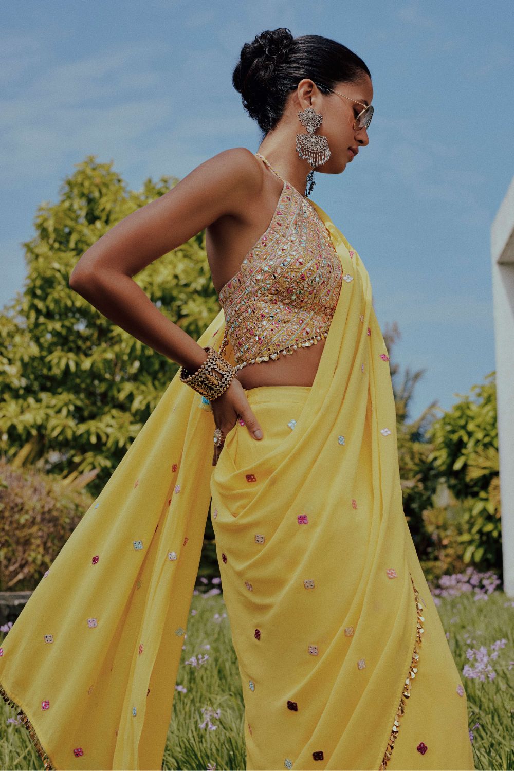 Ave Chicago x Bright Yellow Saree Set