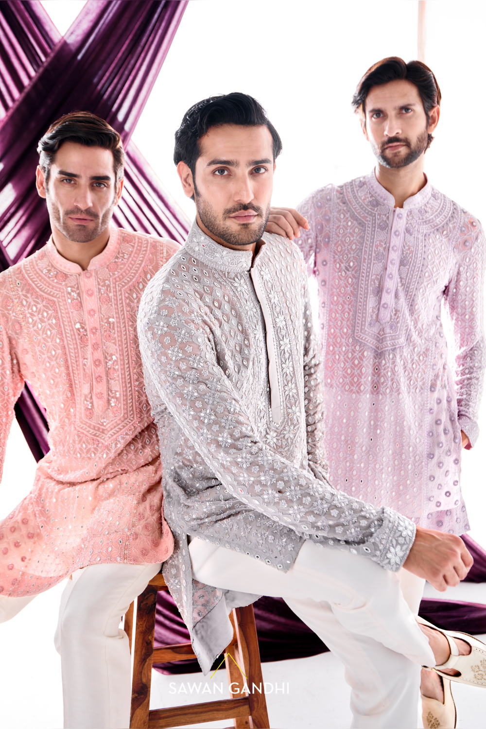 Grey chikankari kurta