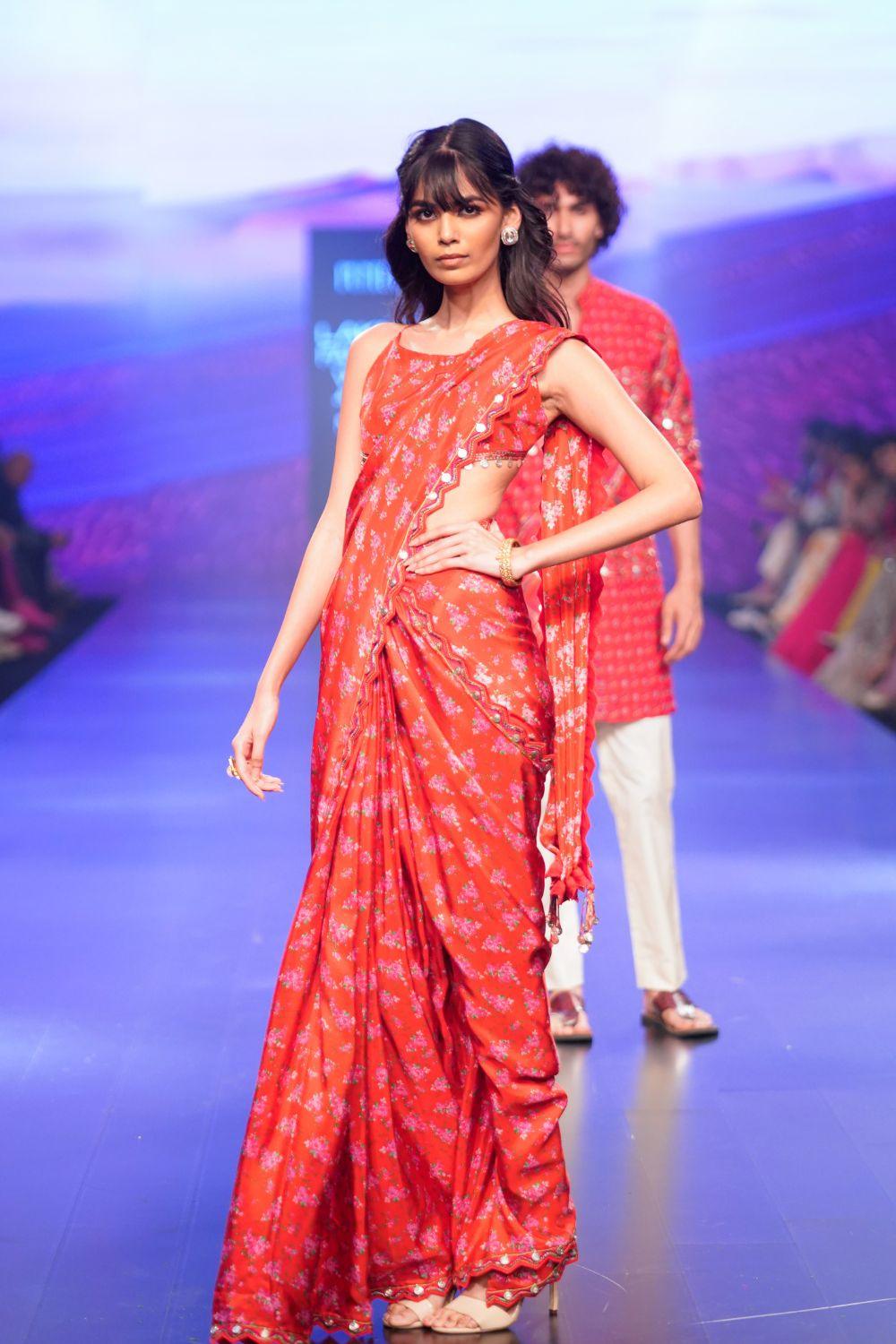 Surkh Laal Predraped Saree