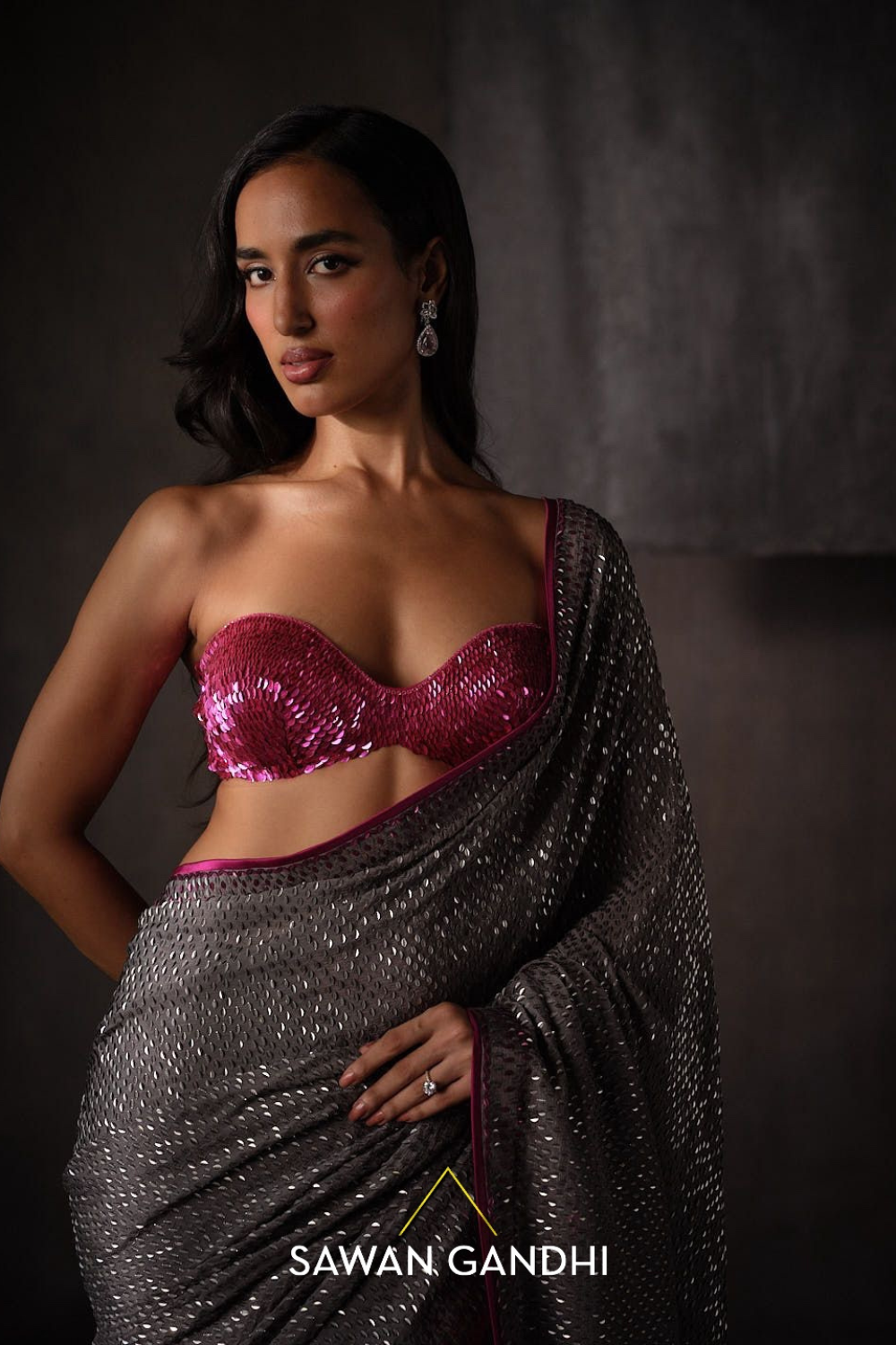 Grey kashti saree