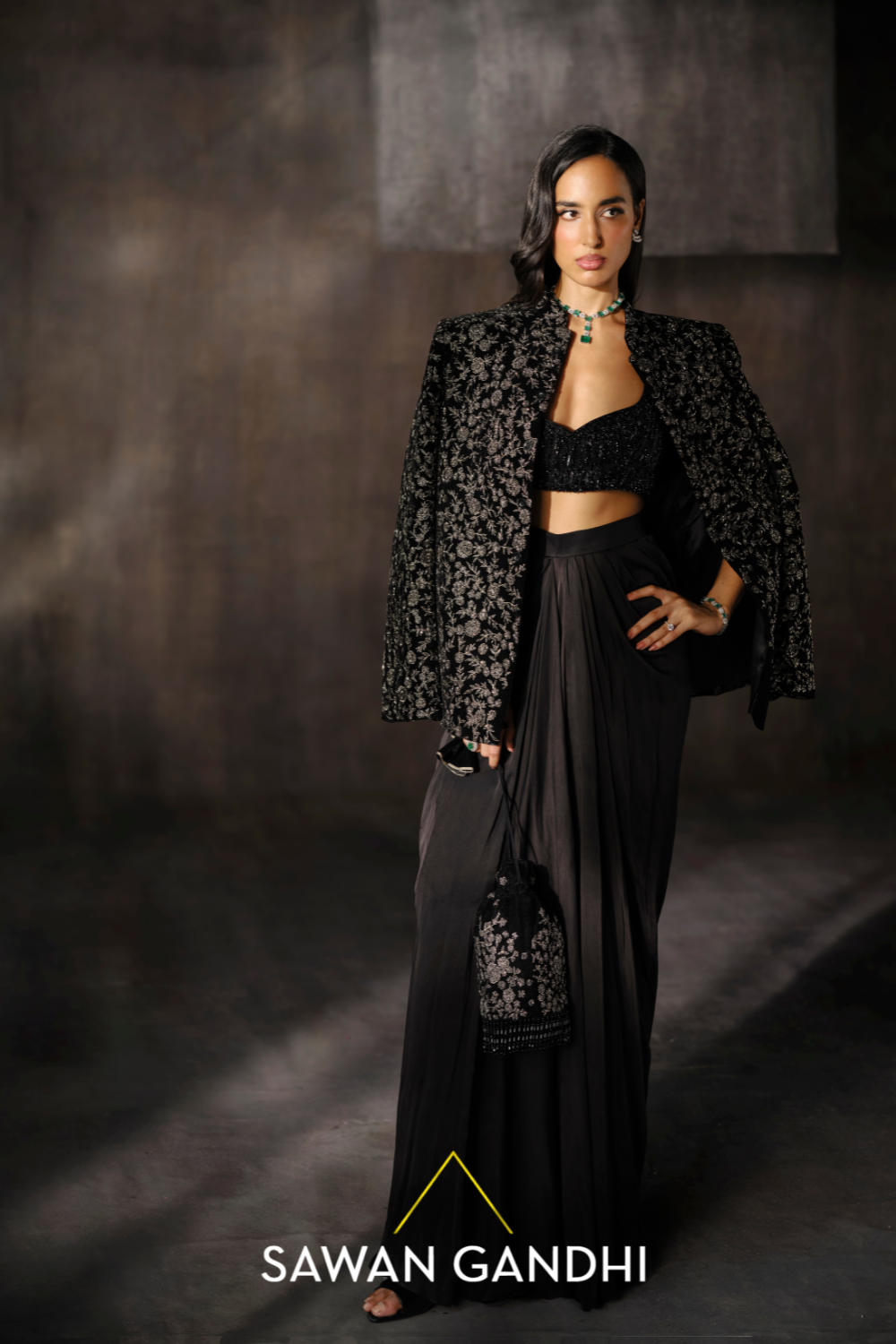 Black dhoti set