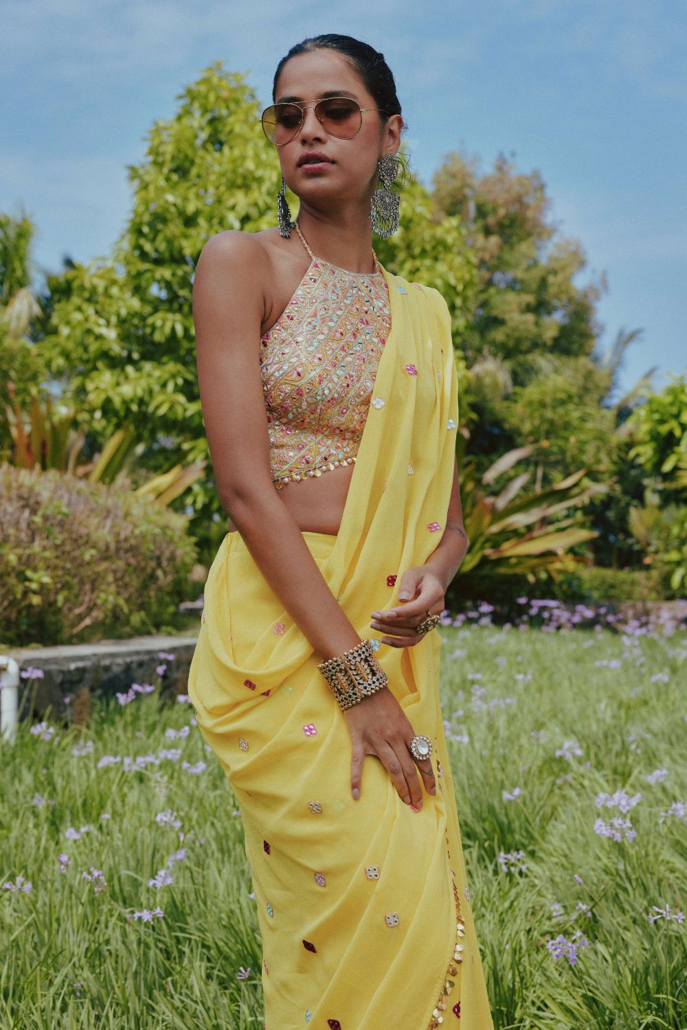 Ave Chicago x Bright Yellow Saree Set
