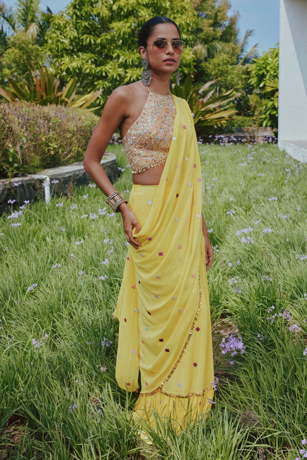 Ave Chicago x Bright Yellow Saree Set