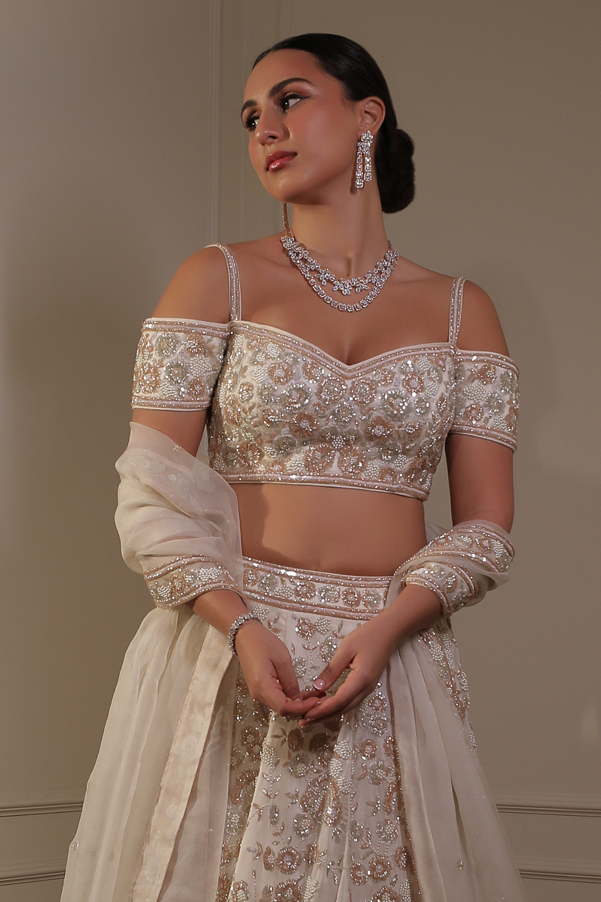 Ivory And Rosegold Lehenga