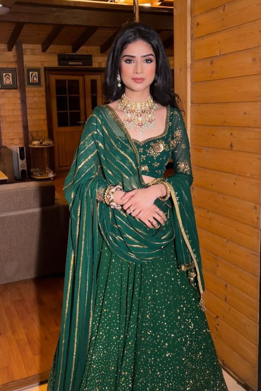 Atisha Pratap Singh In Our Green Mastaani Lehenga Set