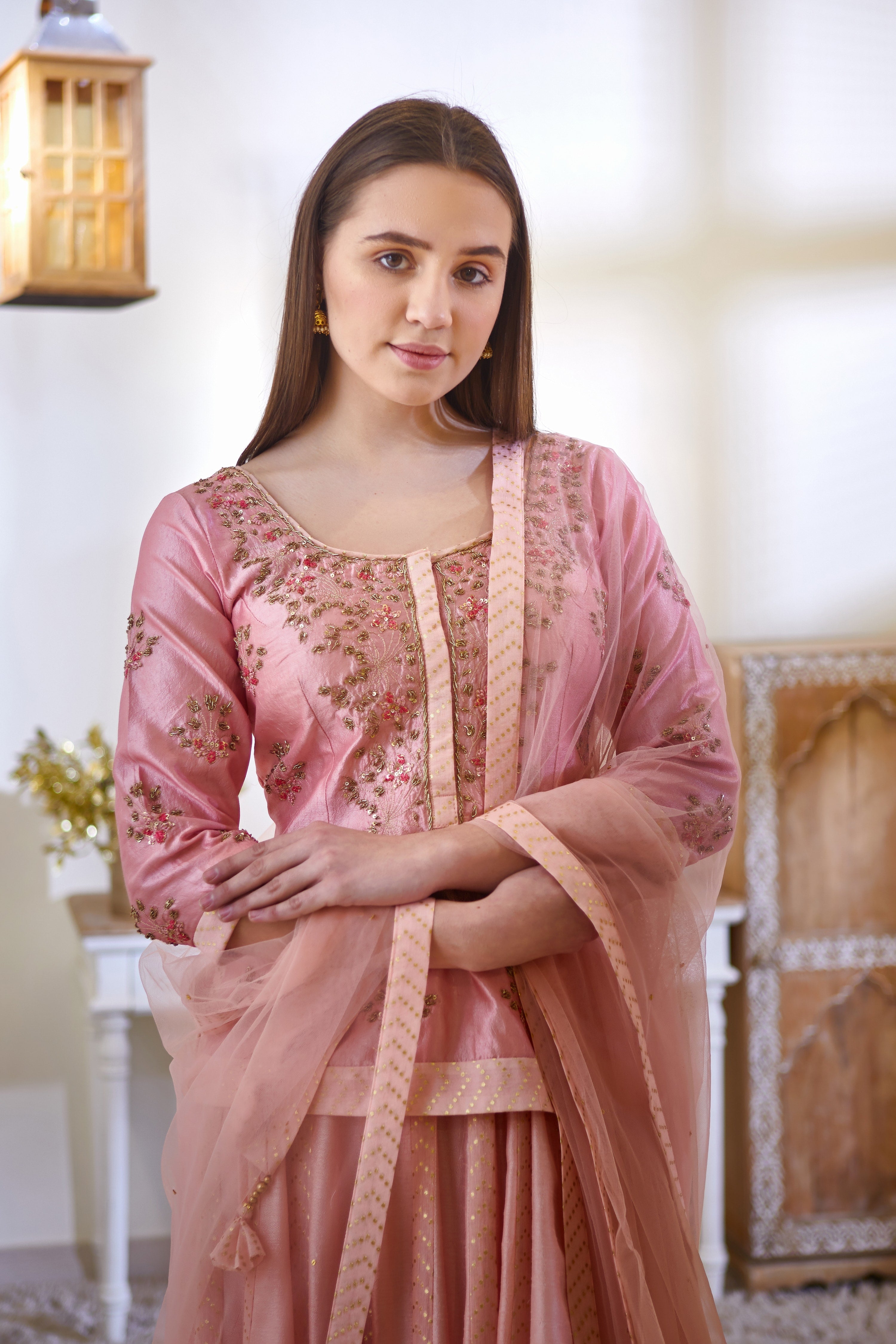 Pink Kurta & Skirt Set