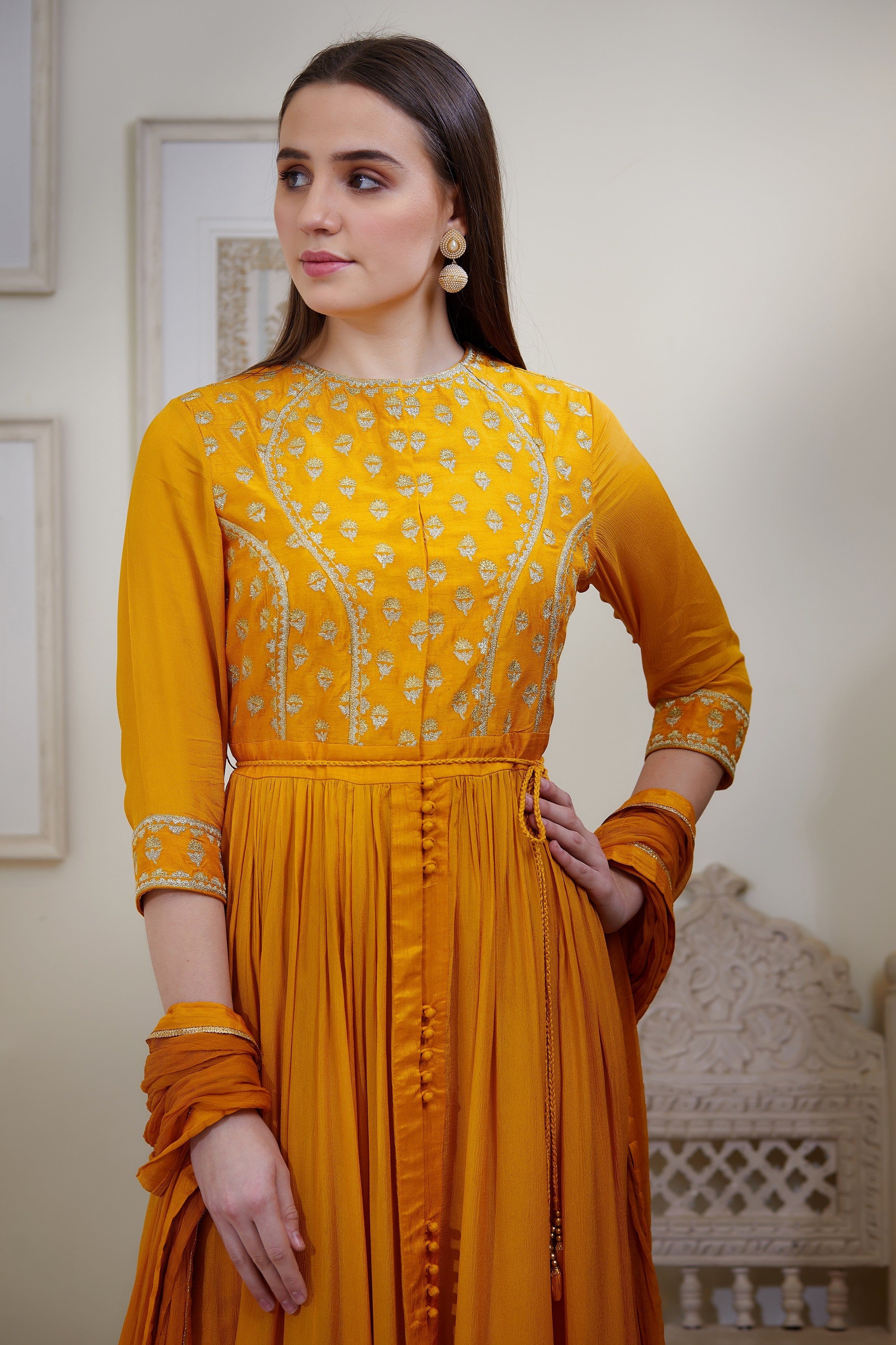 Rust Orange Anarkali Set