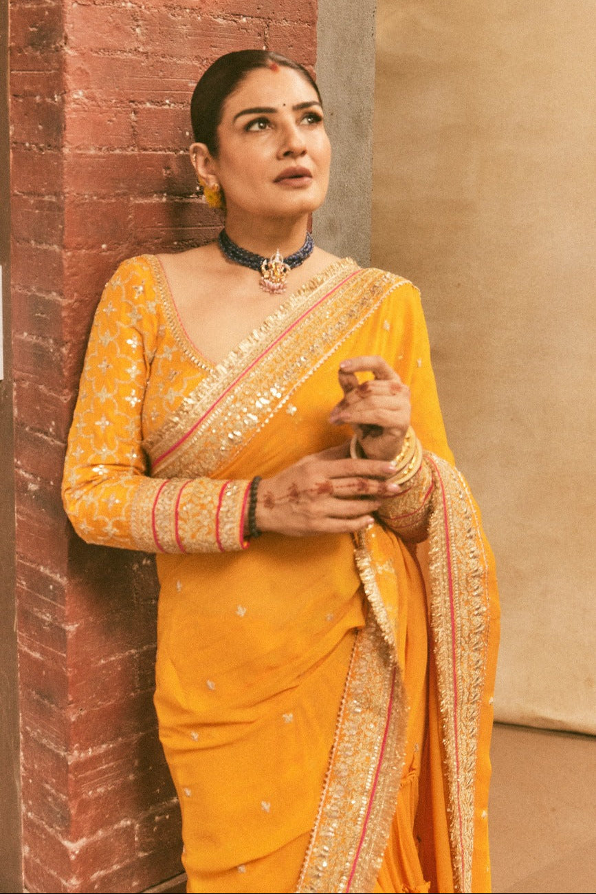 Raveena Tandon in Dilruba Saree Set