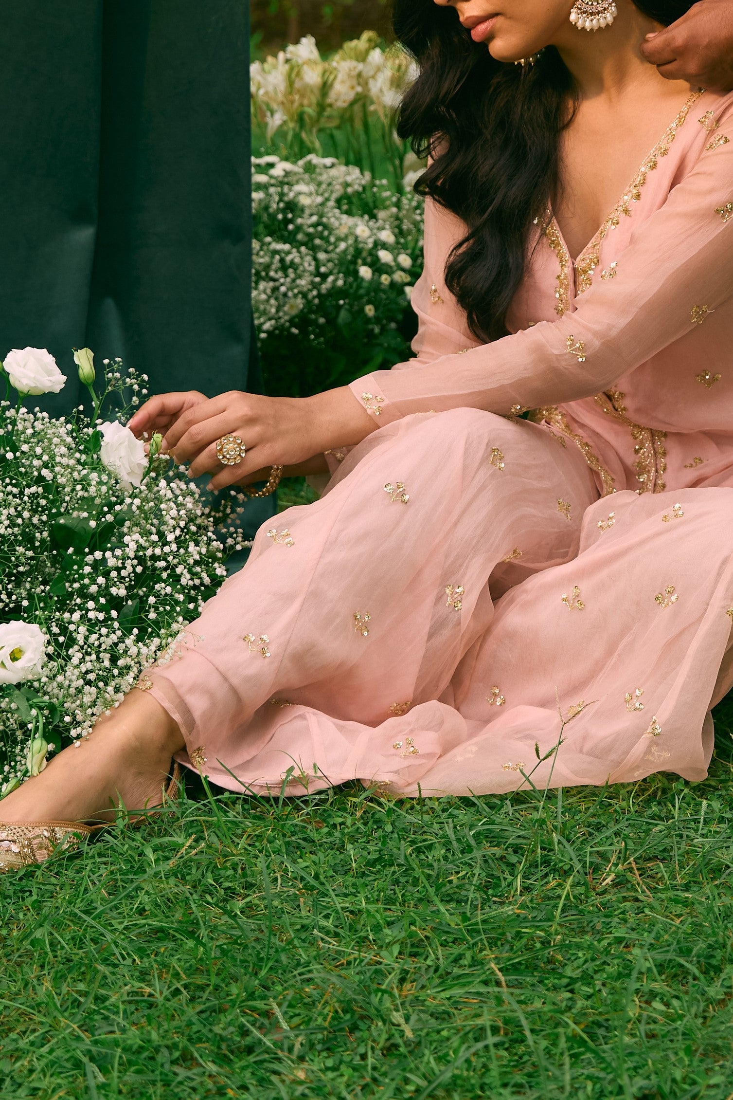 Pink Front Open Short Kurti With Pant Set