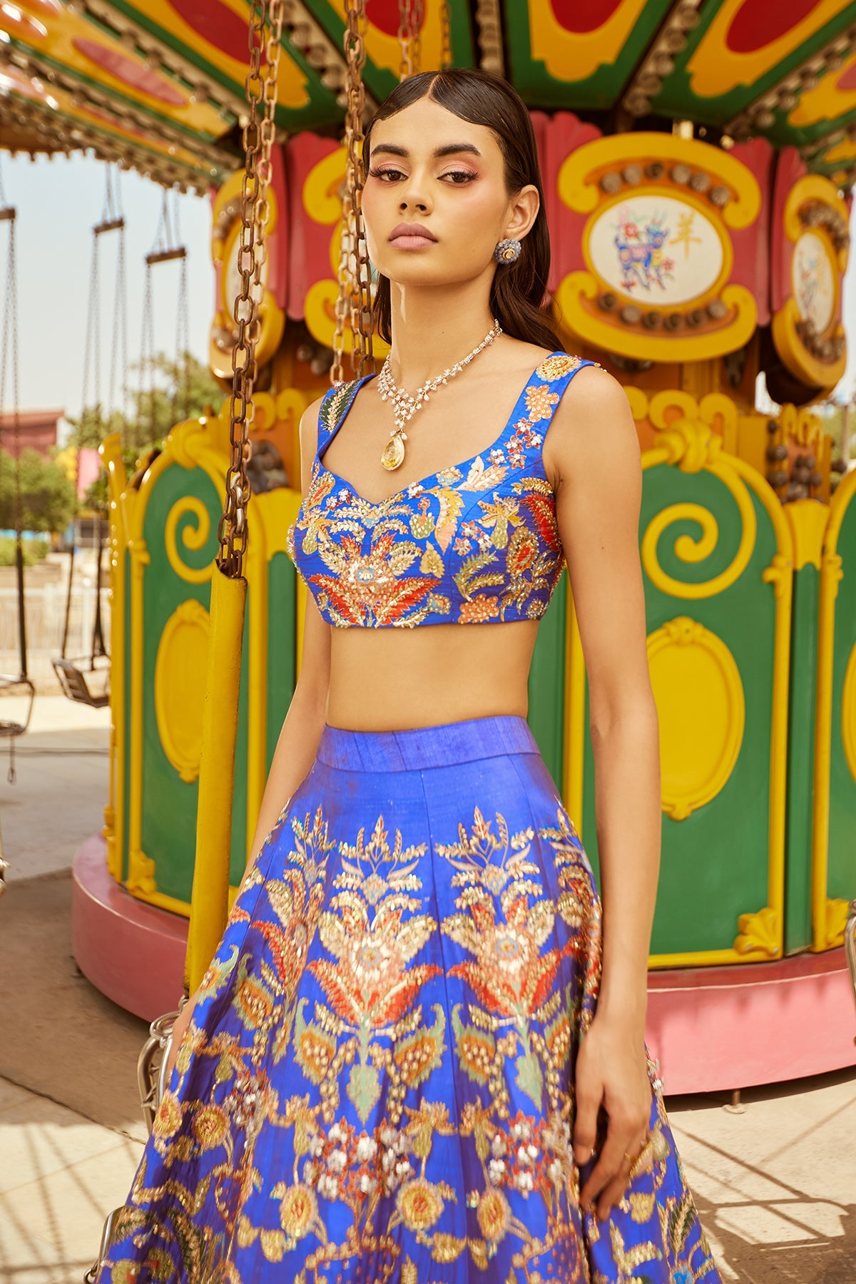 Aanya - Violet Raw Silk Lehenga Set