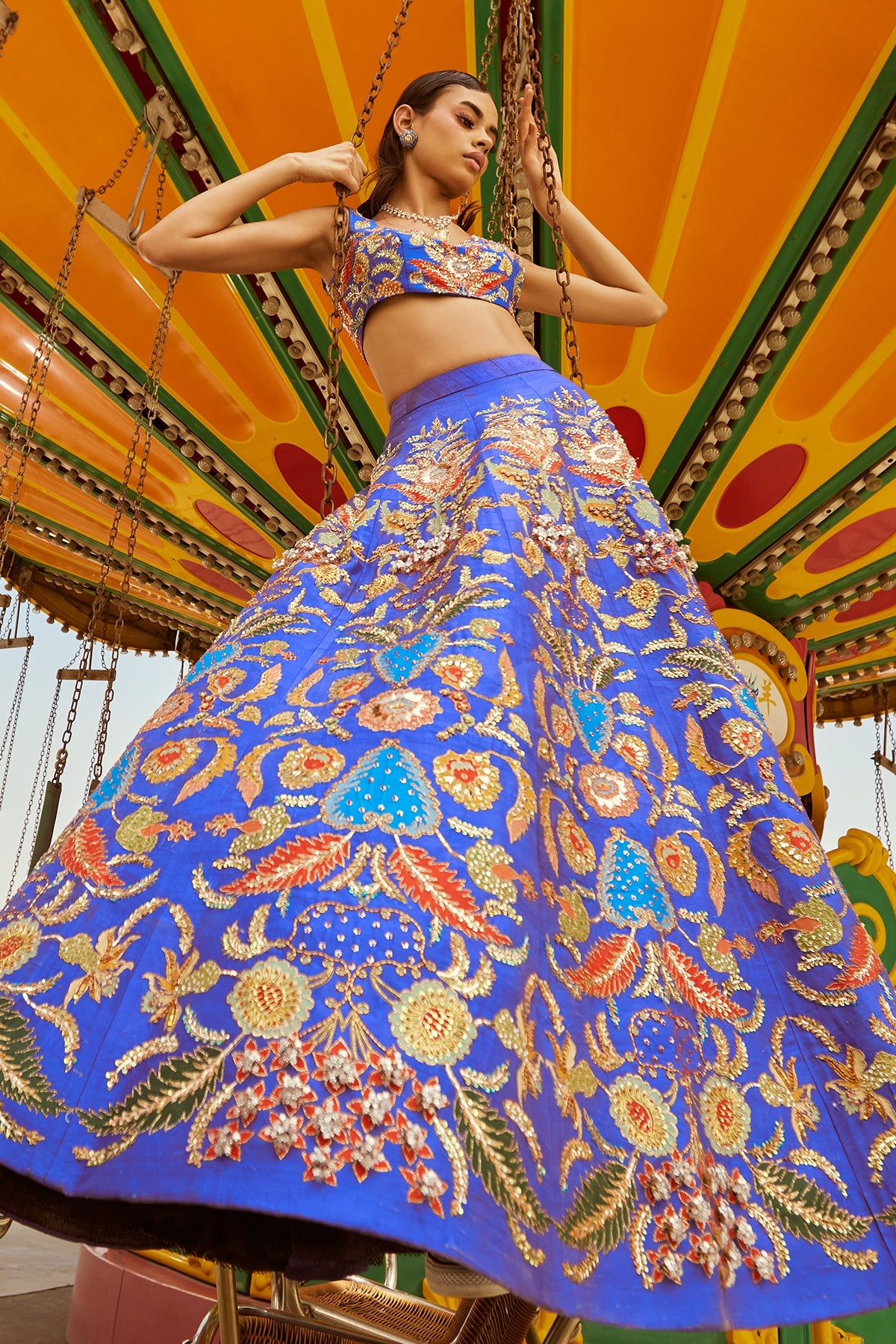 Aanya - Violet Raw Silk Lehenga Set