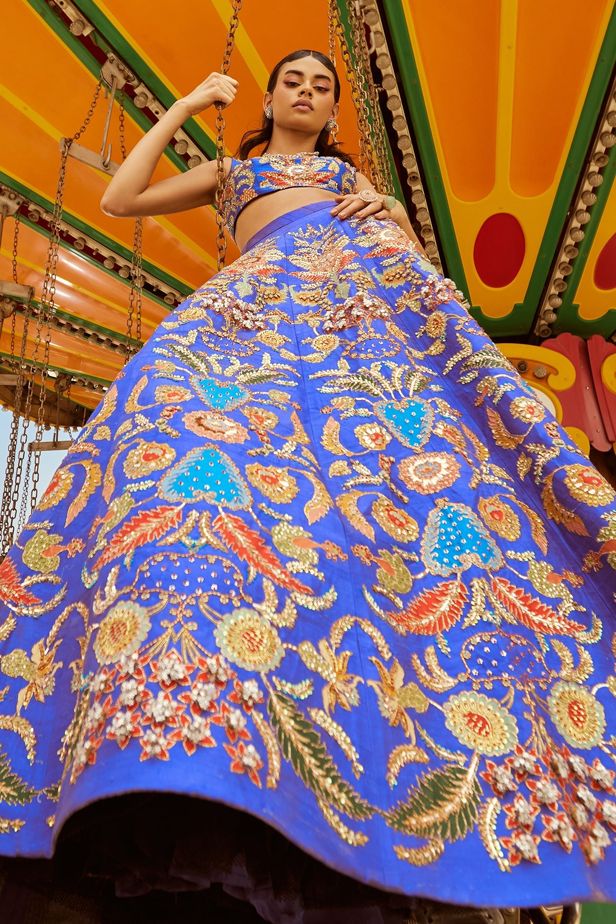 Aanya - Violet Raw Silk Lehenga Set