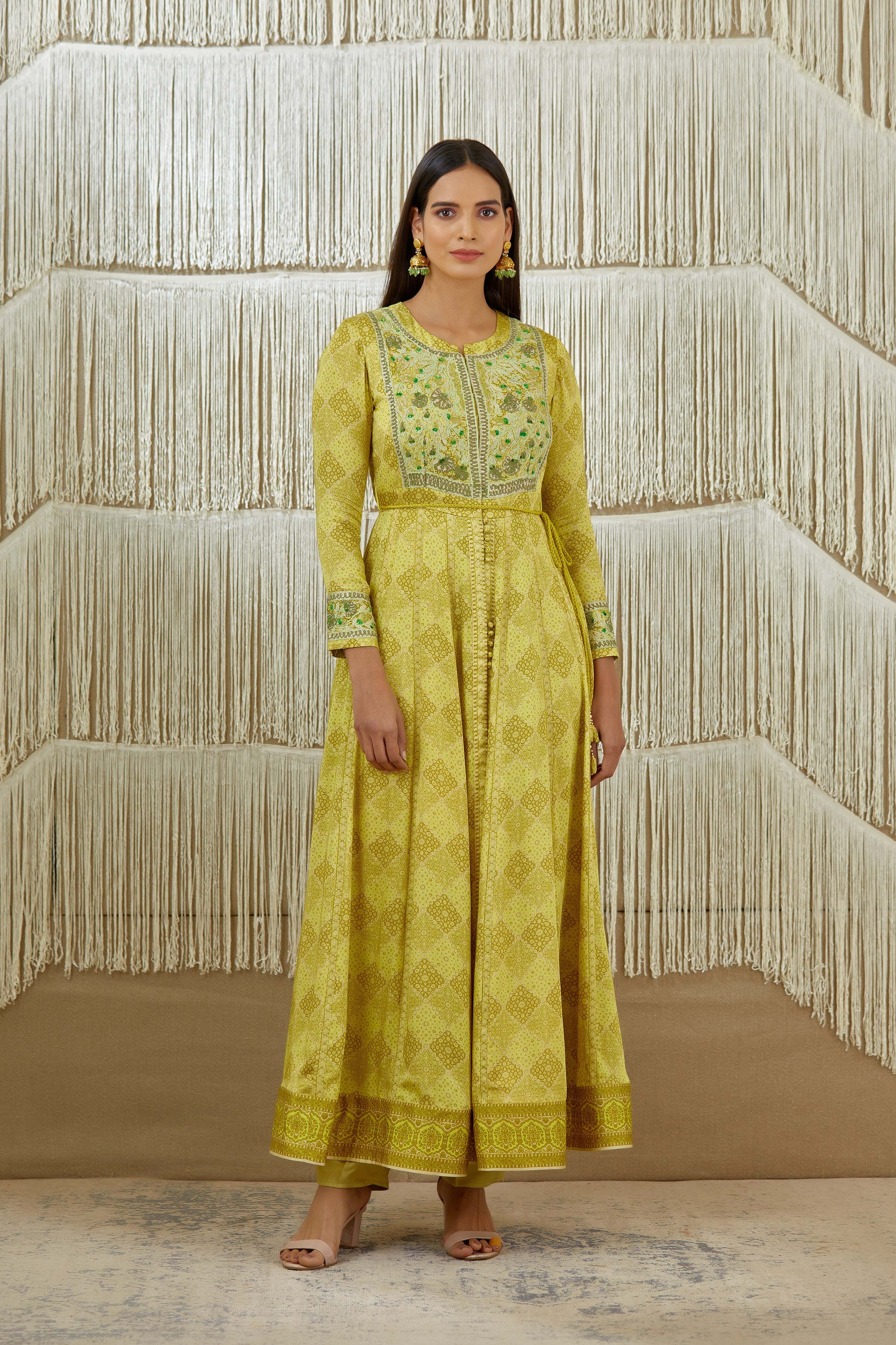 Mustard Green Anarkali set