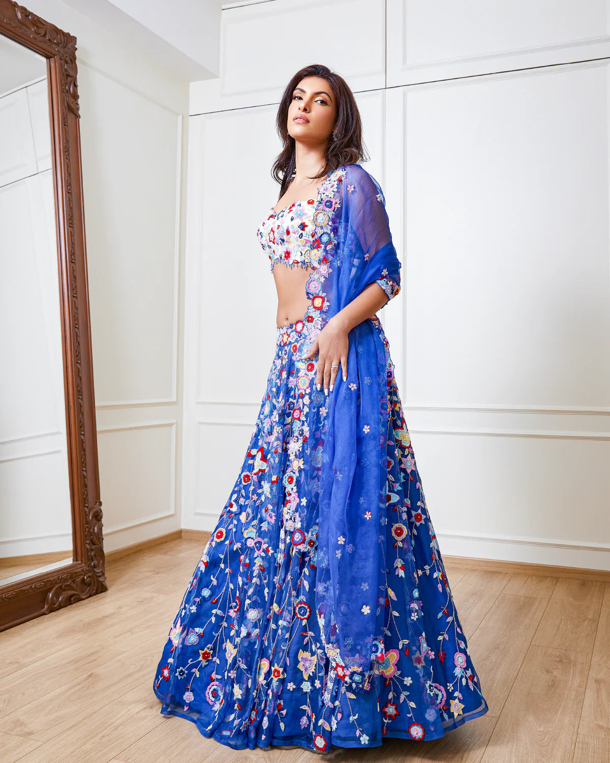 Royal Blue Florescence Lehenga
