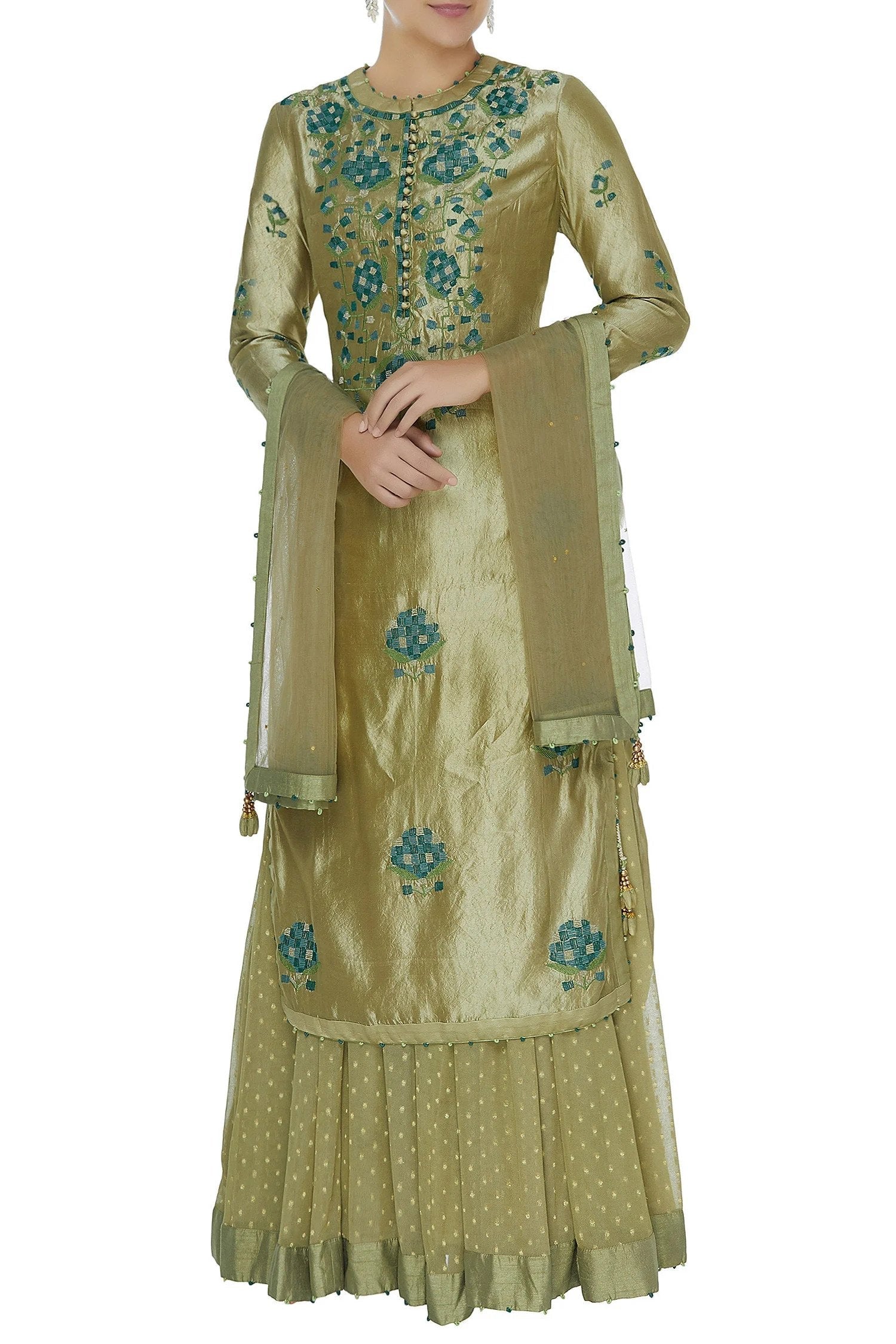 Green Kurta & Lehenga Set