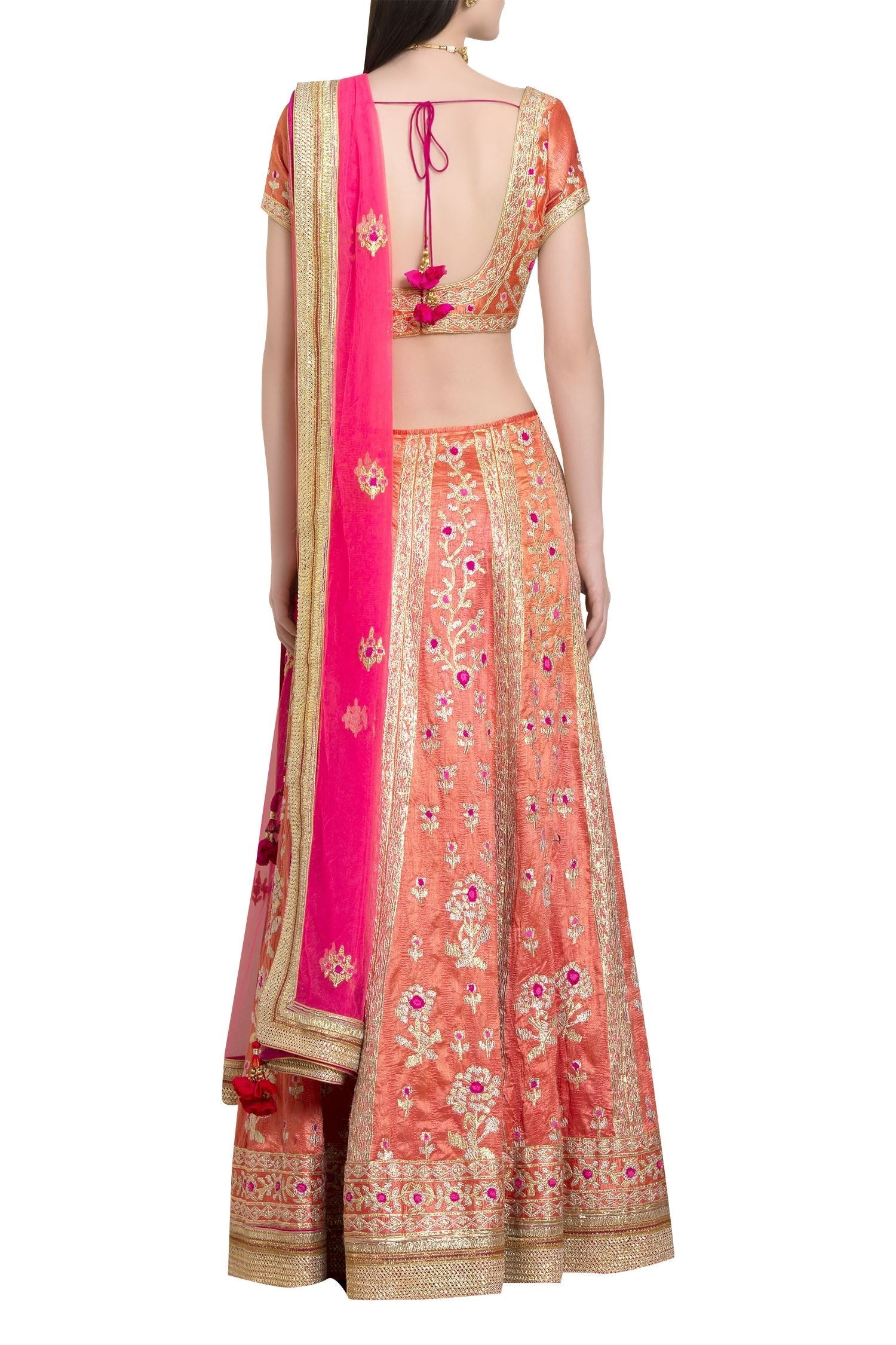 Gota &amp; thread embroidered lehenga set