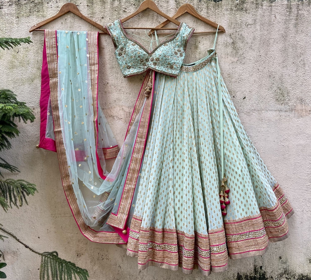 Ave Chicago x Priti Sahni Mint Green Sharmily Lehenga Set