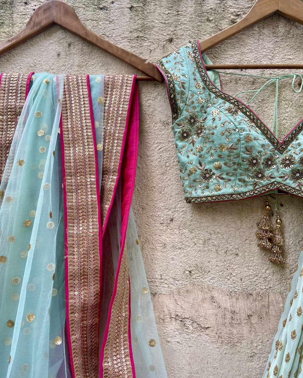 Ave Chicago x Priti Sahni Mint Green Sharmily Lehenga Set