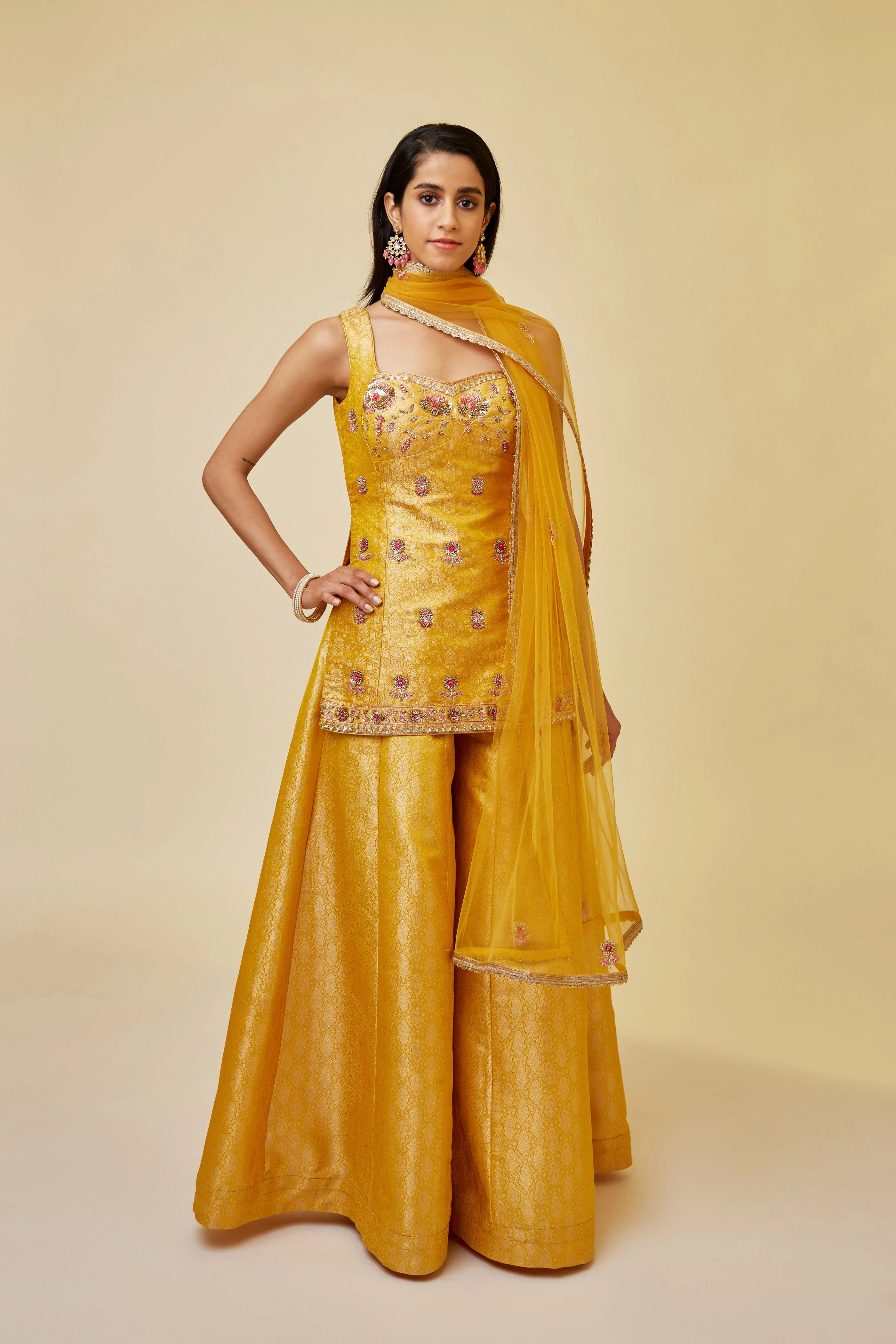 Ave Chicago x Shyam Narayan Prasad Spectra Yellow Sharara Set