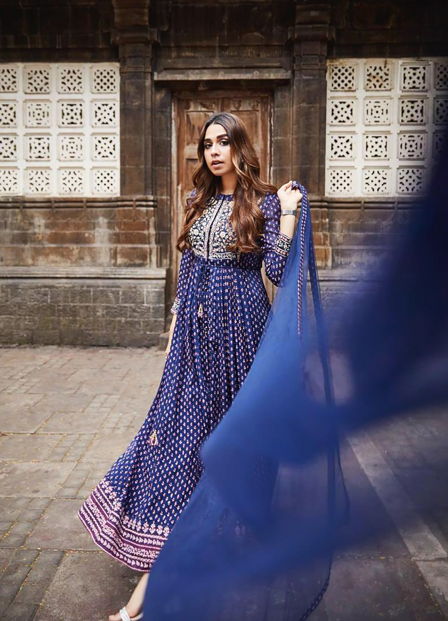 Navy Blue Anarkali Set as seen on MiSu