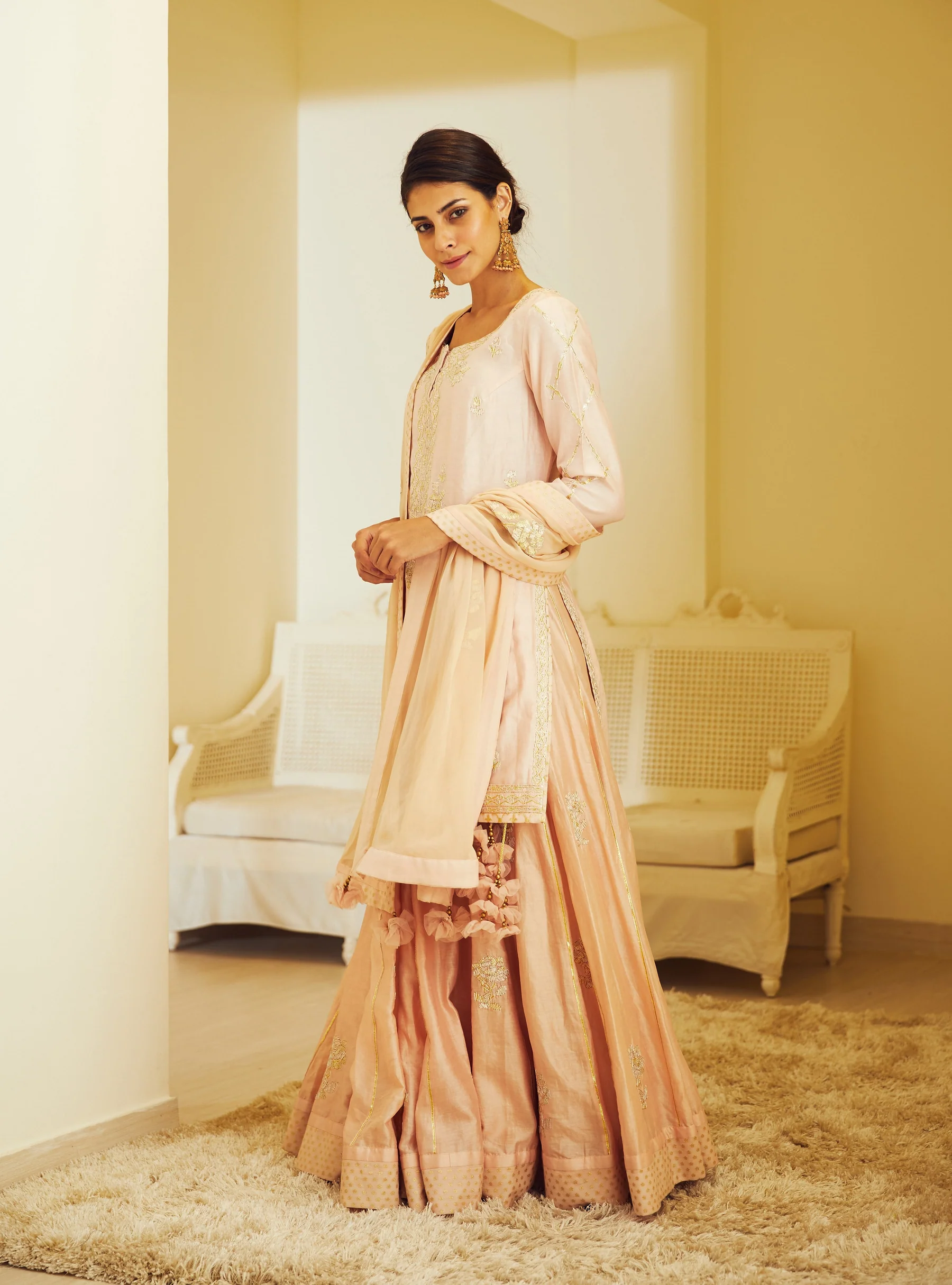 Ave Chicago x Shyam Narayan Prasad Light Pink Kurta & Skirt Set