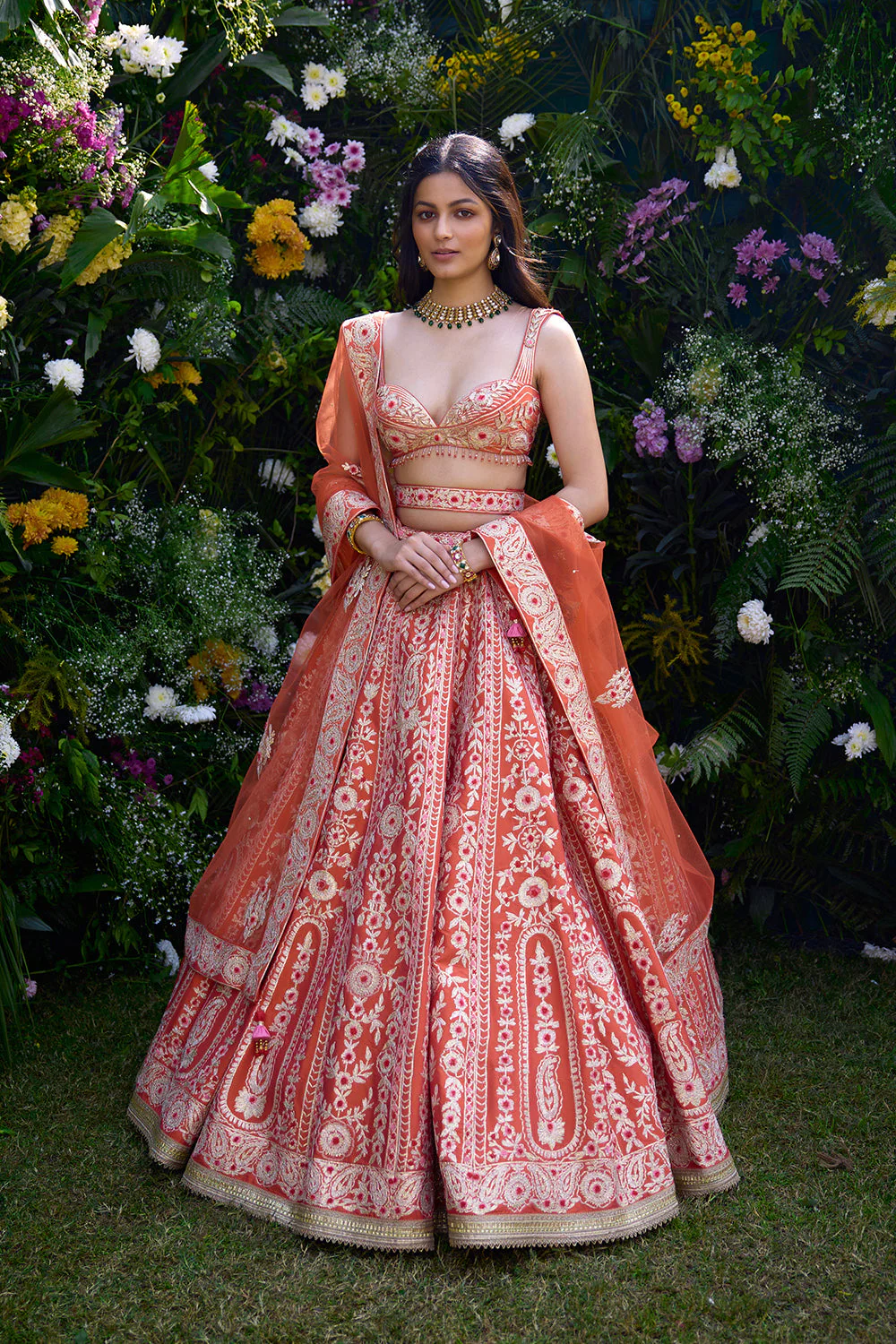 Ave Chicago x Shyam Narayan Prasad Vermilion Orange Lehenga Set