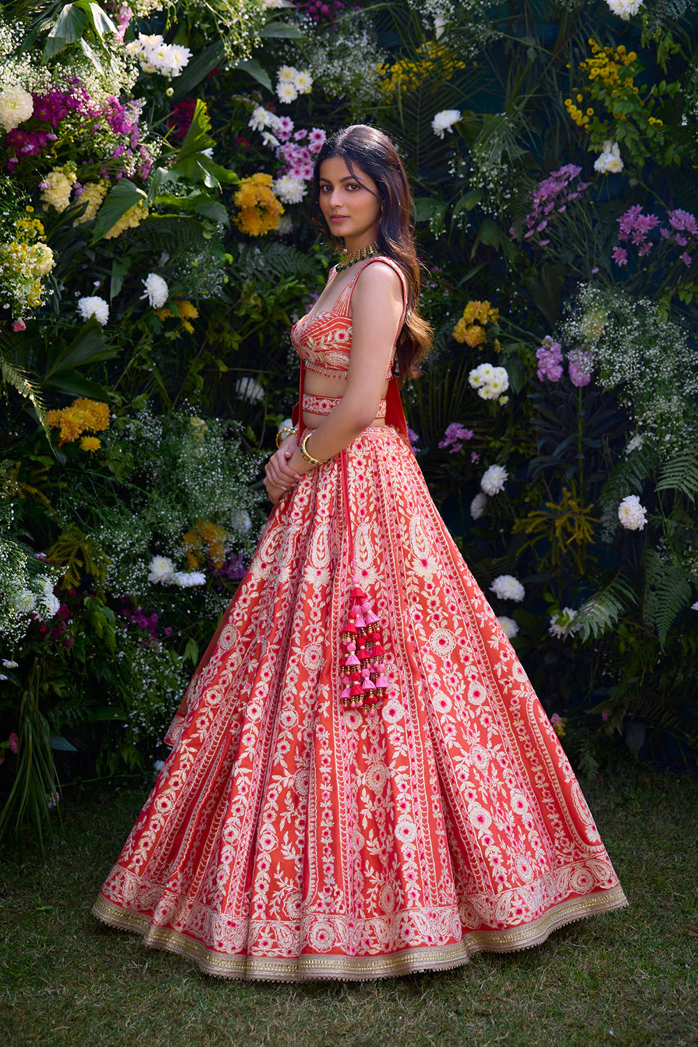 Ave Chicago x Shyam Narayan Prasad Vermilion Orange Lehenga Set