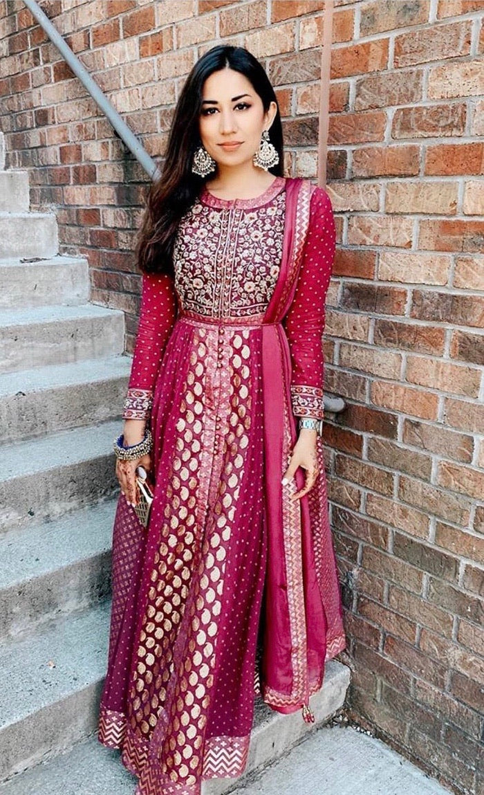 Purple anarkali set