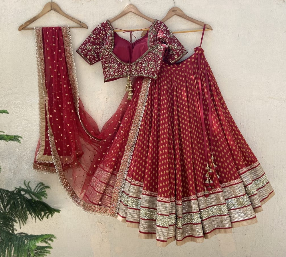 Ave Chicago x Priti Sahni Red Bridal Sharmily Lehenga Set