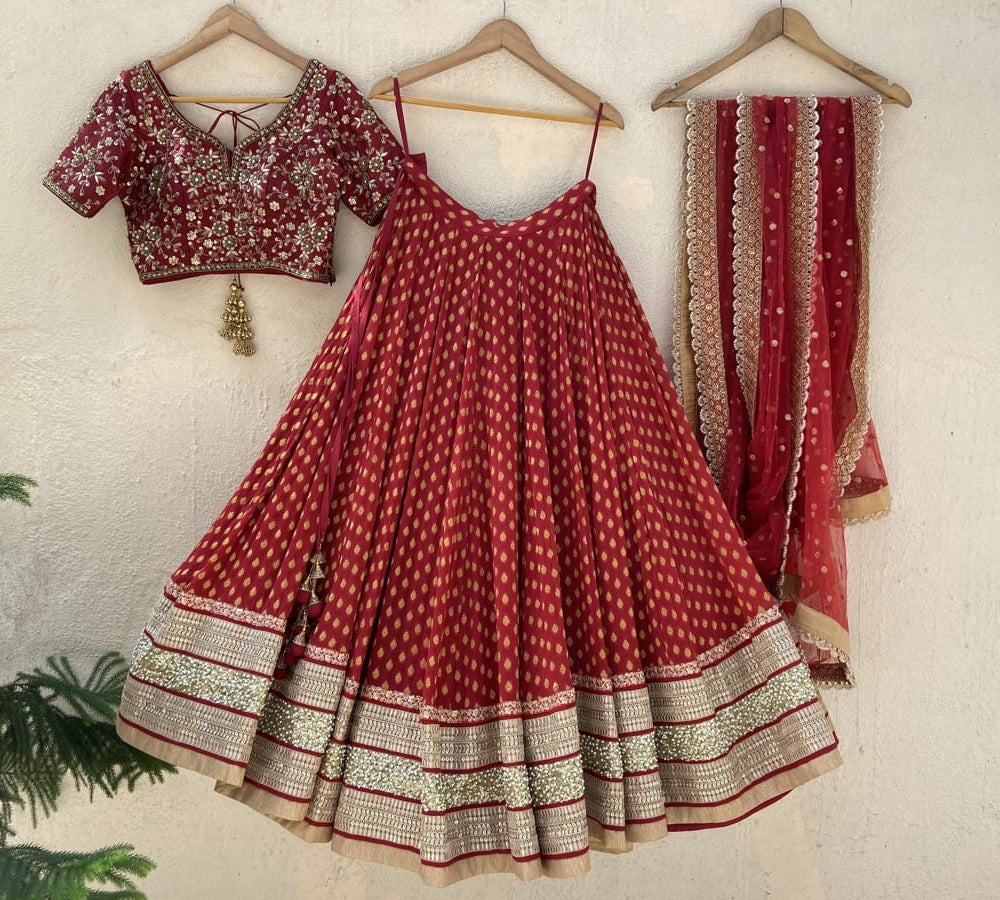 Ave Chicago x Priti Sahni Red Bridal Sharmily Lehenga Set