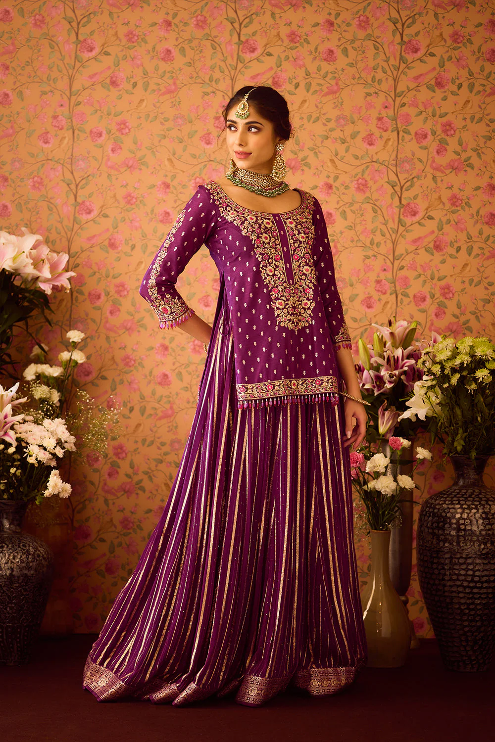 Ave Chicago x Shyam Narayan Prasad Phlox Purple Choli Lehenga Set