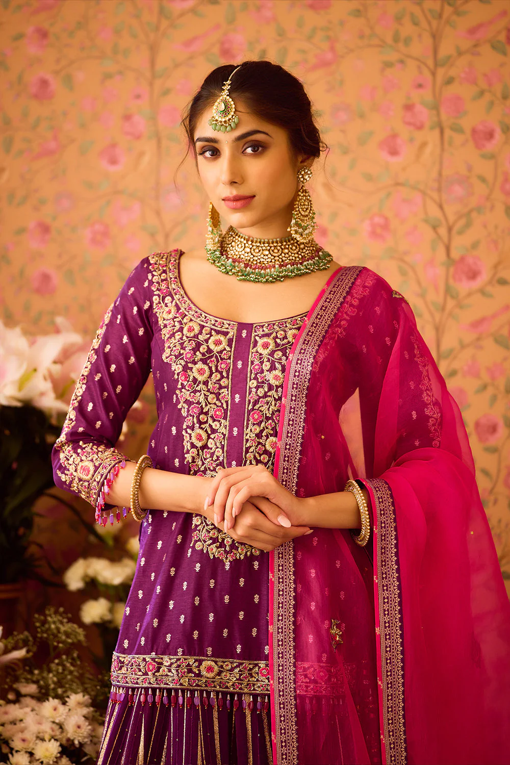 Ave Chicago x Shyam Narayan Prasad Phlox Purple Choli Lehenga Set