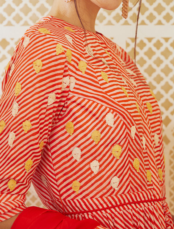 Orange Anarkali Set