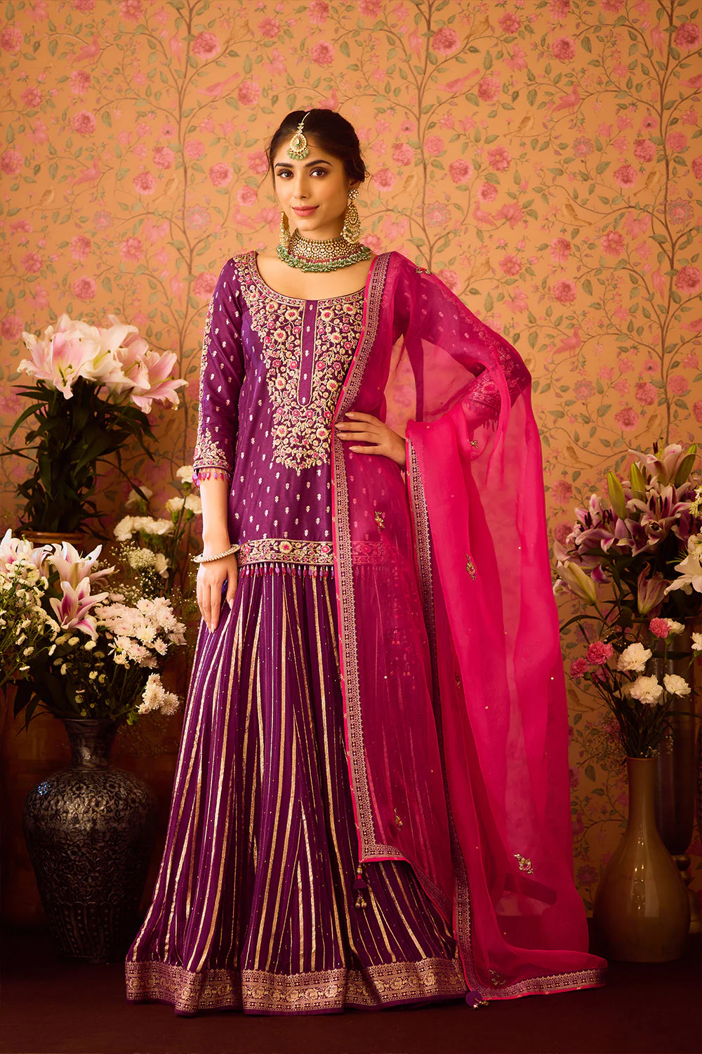 Ave Chicago x Shyam Narayan Prasad Phlox Purple Choli Lehenga Set