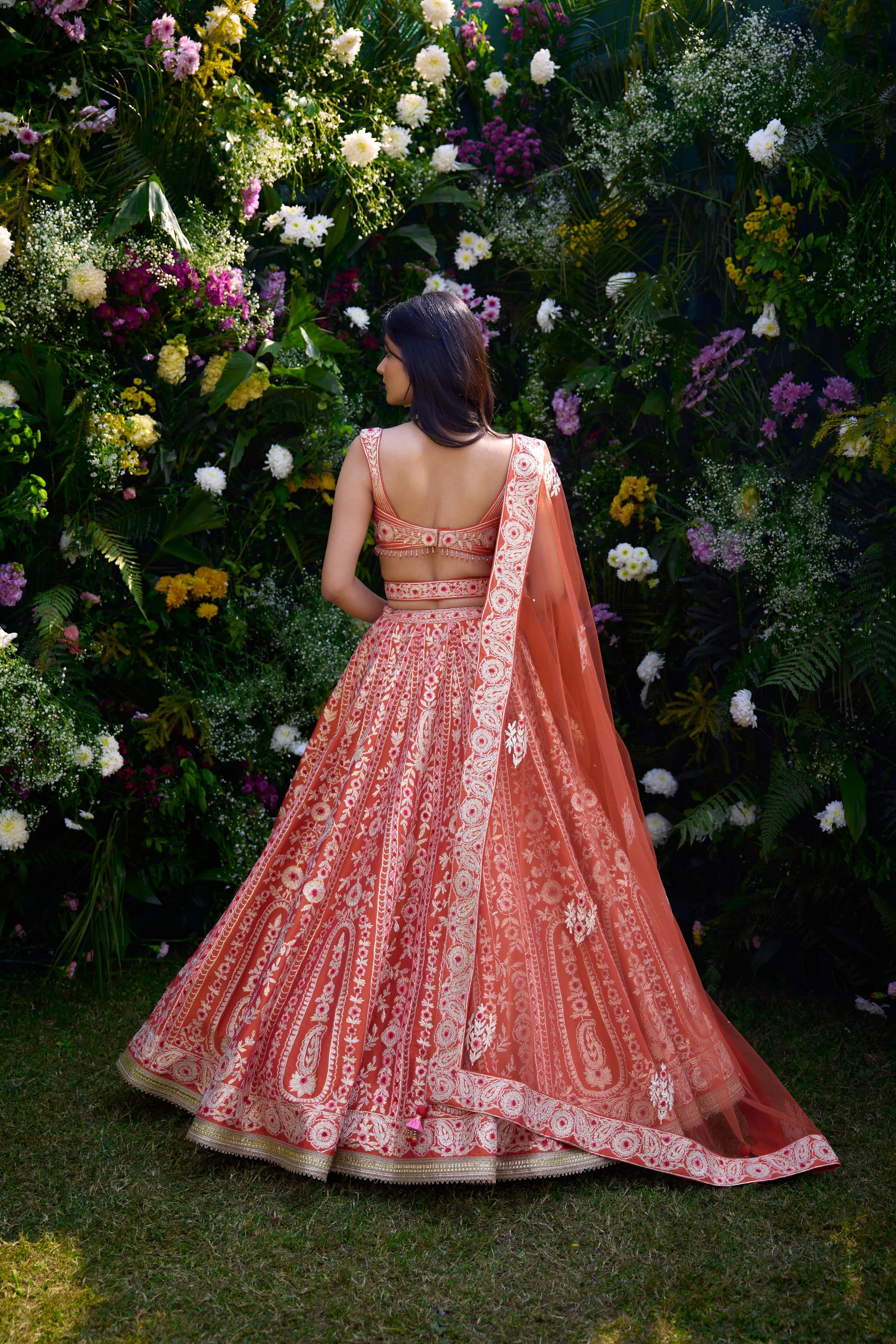 Ave Chicago x Shyam Narayan Prasad Vermilion Orange Lehenga Set