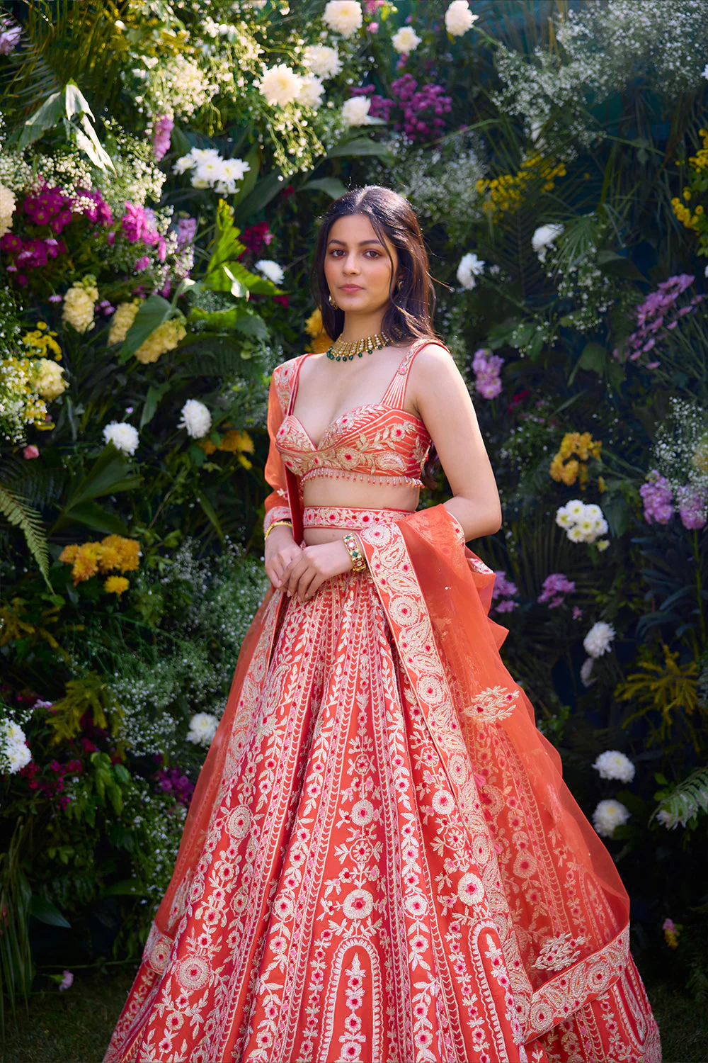 Ave Chicago x Shyam Narayan Prasad Vermilion Orange Lehenga Set