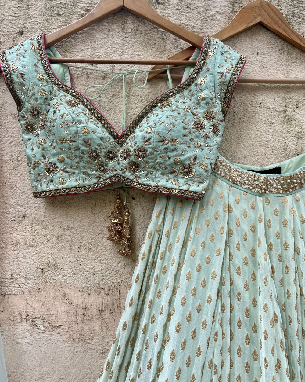 Ave Chicago x Priti Sahni Mint Green Sharmily Lehenga Set